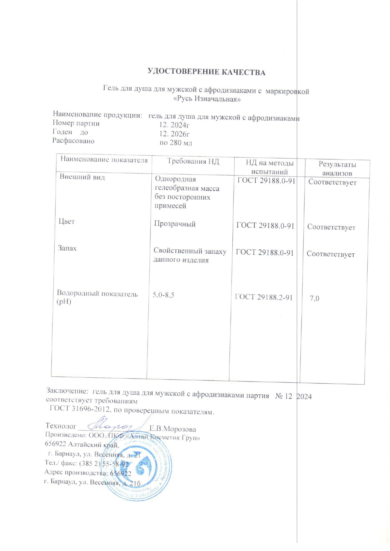 Паспорт №122024